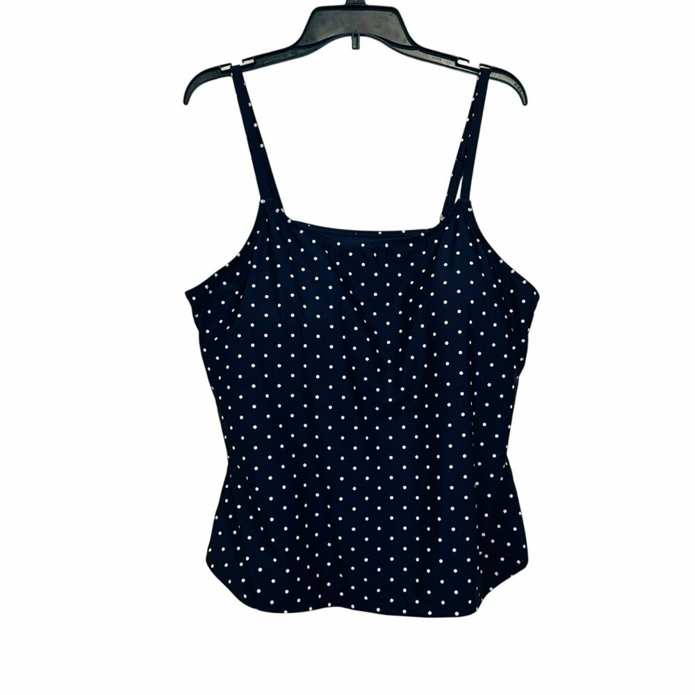 ✨Laura Scott Women's Plus Size 2X Polka Dot Tankini Top Blue/White New ✨